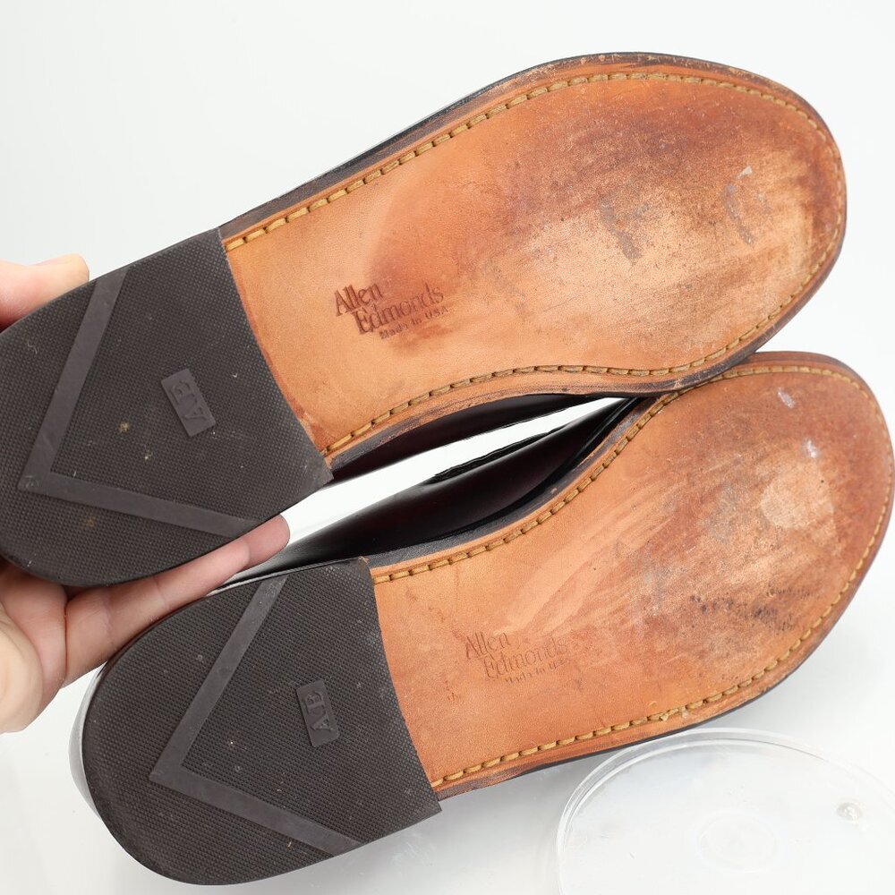 Allen Edmonds Men's Walden Loafer Size 10 3E Burgundy Leather Penny Slip on - Picture 9 of 13